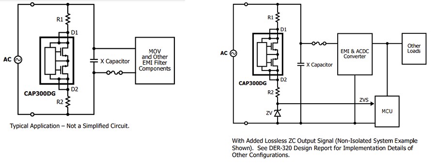 Application Circuit Diagram - Power Integrations CAPZero-3 X-Capacitor Discharge ICs